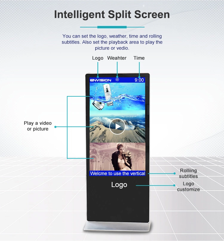 Double Sided 43 49 55 65 Inch Floor Stand LCD Display Touch Screen Indoor Android Advertising Information Totem Retail Dual Digital Signage