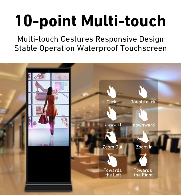 OEM Factory 43 Inch LCD Panel Infrared Touch Screen Rk3288 Floor Standing Indoor Digital Signage