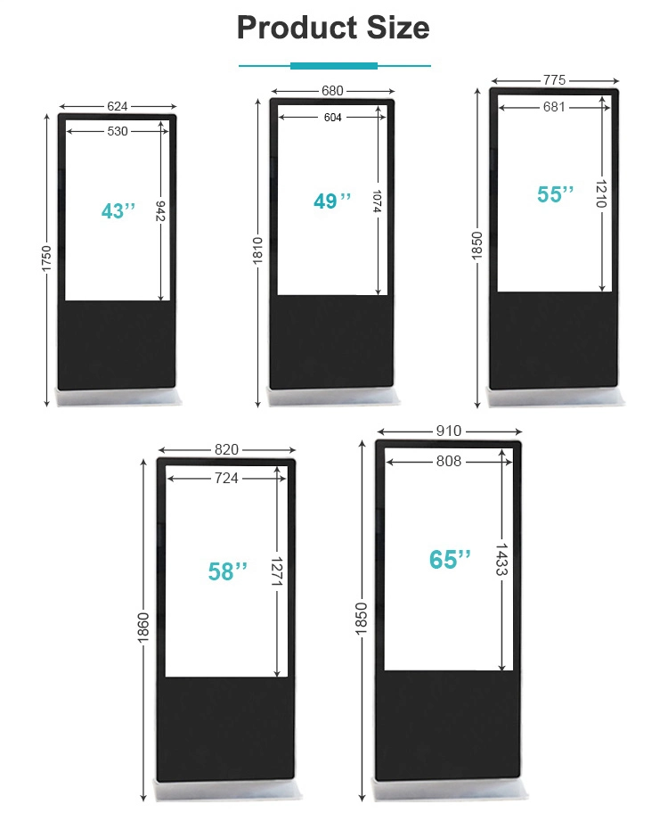 Double Sided 43 49 55 65 Inch Floor Stand LCD Display Touch Screen Indoor Android Advertising Information Totem Retail Dual Digital Signage